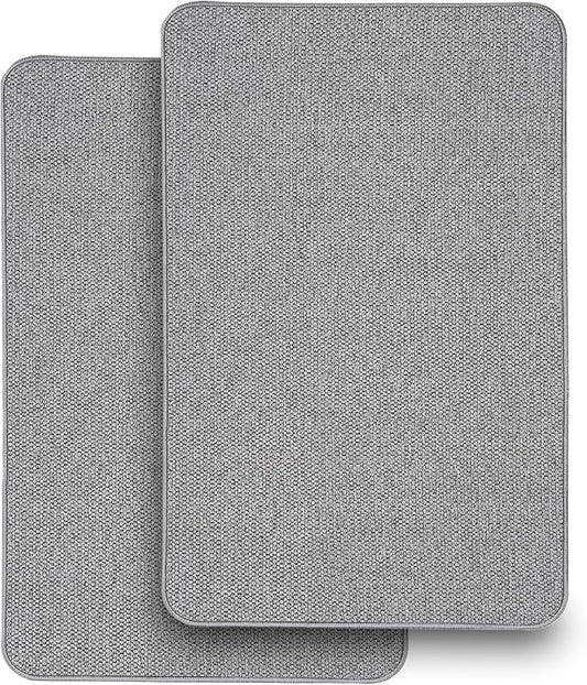 2 Pack Thin Bathroom Rugs, Bath Mat Super Absorbent, Bath Rugs Rubber Backing Non-Slip, Quick Dry Machine Washable, Cozy Cloth Bathroom Mat fit Under Door/ Sink/Bathtub/Shower/Kids 17''x27''-Gray
