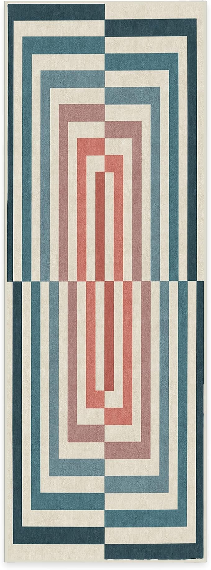 RUGGABLE x Jonathan Adler Machine Washable Modern Runner Rug – Op Art Teal 2.5x7, Stain-Resistant, Non-Slip – Washable Rug for Hallway, Entryway, Living Room & Kitchen–with Cushioned Pad