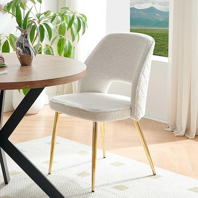 NORDICANA 3-Piece Dining Table Set for 2 - Space Saving 37-Inch Round Table and Chairs, 2 Seaters Dining Set with Upholstered Dining Chairs (Beige)