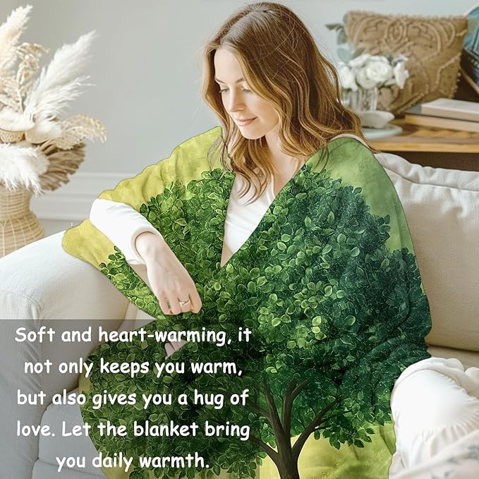 Verdant Tree Flannel Blanket, Tree Gifts, Tree-Themed Blanket for Women, Soft Lightweight Throw Blankets for Bed Home Travel Decor 50" x 60"