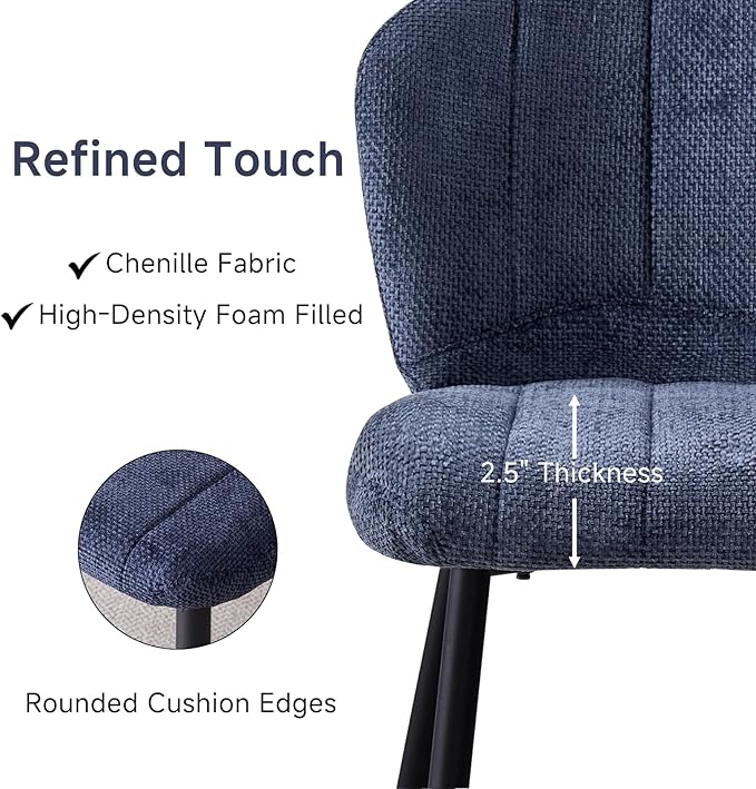 47" Round Dining Room Table Set for 4, [Fanned Base] [1.38" Thick Top] Wood Kitchen Table with 4 Chenille Dining Chairs