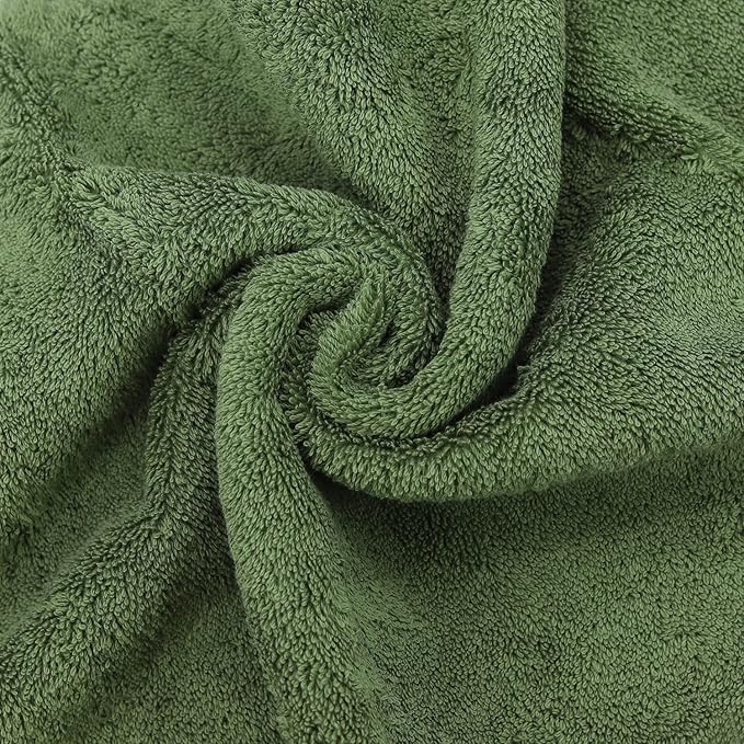 Luxury Hotel & Spa Collection, Quick Dry 100% Turkish Cotton 700 GSM, Eco Friendly Towel, for Bathroom, Gymand Kitchen Dobby Border Soft Hand Towel Set 16 X 30, Moss, Hand Towels - Set of 6
