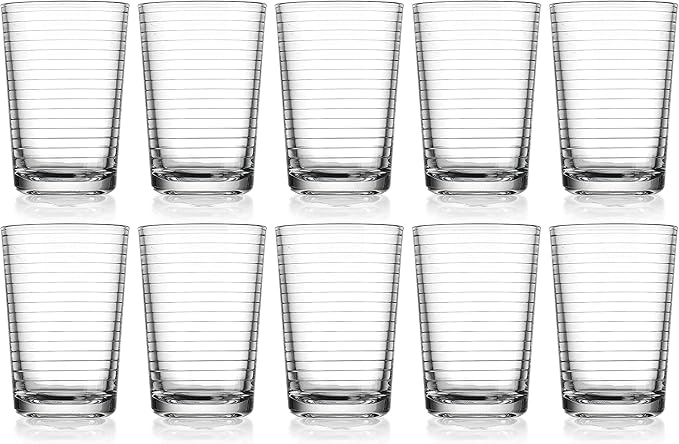 Glaver's Juice Glasses 7 oz. Set of 10 Glass Cups – Beverage Water Tumblers For Home and Bar, Water, Cocktails, Iced tea. Kids Friendly Dishwasher Safe.