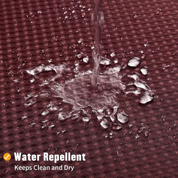 MitoVilla No Hooks Needed Extra Long Shower Curtain Set with Snap-in Liner, Burgundy 86 inch XL Heavyweight Waffle Fabric Cloth Shower Curtains for Modern Luxury Hotel & Spa Bathroom Decor, Burgundy