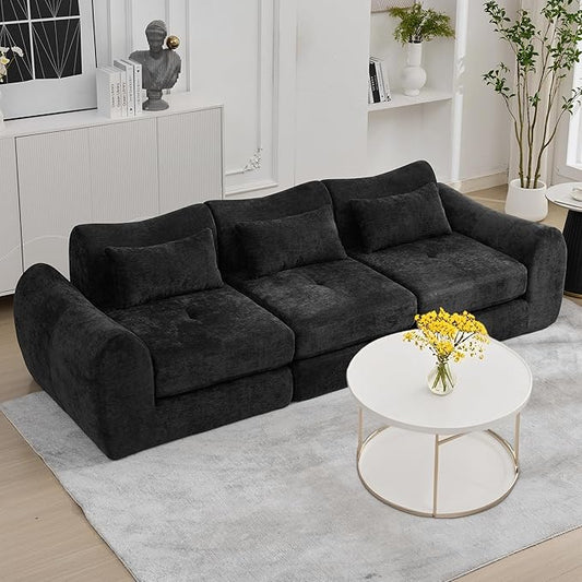 MAXMAXX 102" Modular Sectional Cloud Sofa,4-in-1 Folding Convertible Sofa Bed, Floor Boneless Couch, Modular Cushion Couch,Suitable for Living Room,Bedroom and Recreation Room (Black)