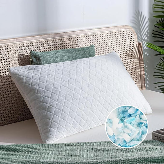 Shredded Memory Foam Pillows, Adjustable Bed Pillows for Side, Back or Stomach Sleepers, Neck Pillows for Sleeping, Queen Size Pillow with Removable Cover(Pack of 1, Adjustable)