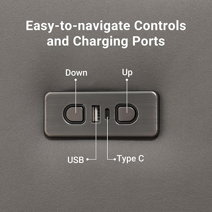 Claiks Zero Gravity Recliner Chair, Adjustable Electric Reclining Sofa Lounge, Oversized Reclining Chair for Adults with USB&Type-C Ports, Side Pocket, for Living Room, Tech Cloth Fabric, Dark Grey