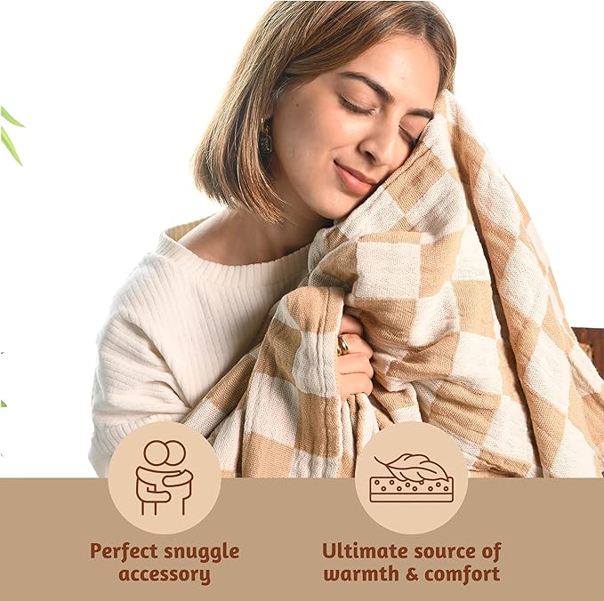 Folkulture Throws for Couch 50" x 60", 100% Recycled Cotton Couch Blanket for Chair, Throw Blanket for Couch or Bed Throws for Sofa, Boho Throw Blankets.