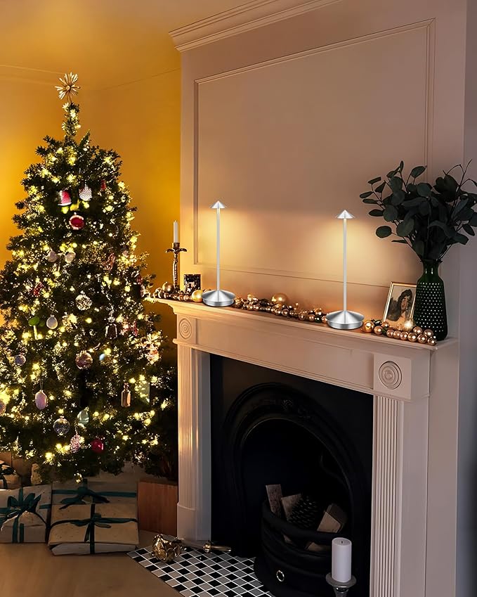 Portable Led Cordless Lamp Table Light 2 Pack, Rechargeable 6000mAh Battery Outdoor Table Lamp for Dinning Restaurant Patio Bedroom Camping, IP54 Waterproof, Dimmable