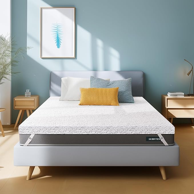 Subrtex Cooling Mattress Topper Cover Queen Size 3 Inch (Only Cover) Mattress Topper Protector Bedding Removable Encasement with Zipper Closure