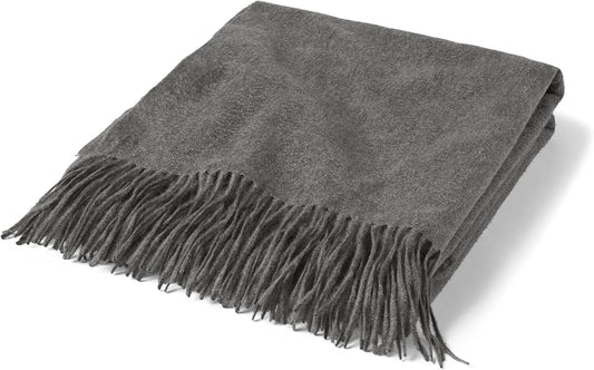 State Cashmere Home Throw Blanket with Decorative Fringe 100% Pure Cashmere Ultra Soft Accent Blanket for Couch, Sofa & Bed (City Smoke, 60"x50")