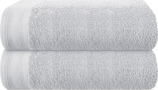 Cotton 2 Pack Oversized Bath Towel Set 28x55 inches, Large Bath Towels, Ultra Absorbant Compact Quickdry & Lightweight Towel, Ideal for Gym Travel Camp Pool - Light Grey