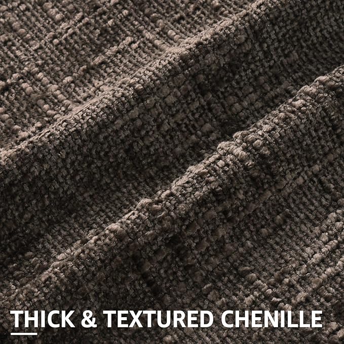 decorUhome Dark Brown Chenille Throw Pillow Covers 18x18 Set of 2 Thick Textured Slubby Couch Pillow Covers Farmhouse Accent Modern Neutral Decorative Pillow Cases for Bed Sofa Living Room