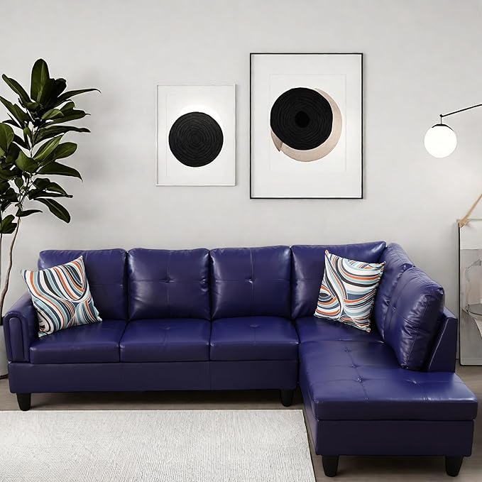 L Shaped Couch, Modular Sectional Sofa with Chaise, Modern Modular Sofas Furniture Sofa Couches for Living Room/Apartment/Office/Bedroom, Dark Blue Violet