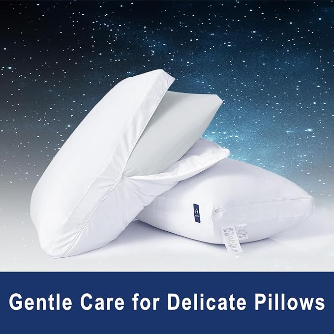 ACCURATEX Fluffy Pillow Cover, 100% Cotton Shell Filled with Down Alternative, Revive Old Flat Pillows, L Shaped Zipper Pillow Protector for Queen Size Pillow, Removable & Machine Washable