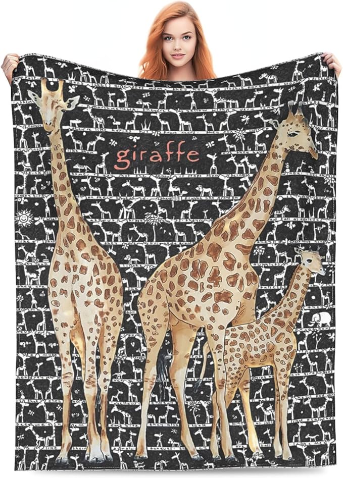 Giraffe Throw Blanket - Cozy Fleece Flannel Blanket, Soft Warm Plush, Lightweight, Perfect for Women, Men, Boys, Girls, Adults, Kids, Couch, Sofa, Bed - 40"X50"
