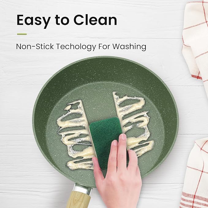 30 Piece Pots and Pans Set Non Stick, Nonstick Induction Granite Kitchen Cookware Sets, Induction Cookware and Bakeware Set, Nonstick Granite Cooking Set, Pan Sets for Cooking, Green