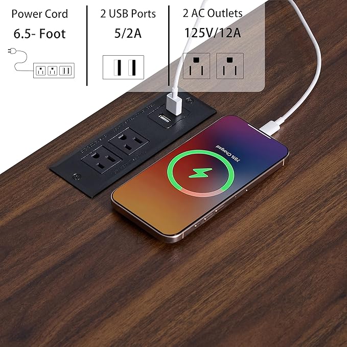 Entertainment Center White TV Stand with Charging Station Modern 55'' Television Stand Console with Adjustable Storage Shelves, Rustic Media Storage Cabinet for Living Room and Bedroom