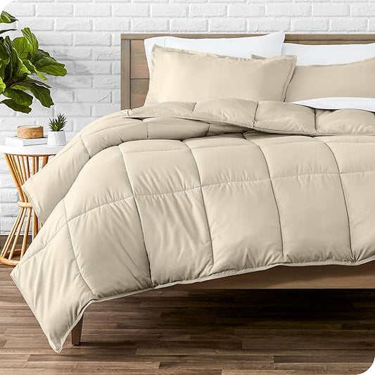 Bare Home Comforter Set - Queen Size - Ultra-Soft - Goose Down Alternative - Premium 1800 Series - All Season Warmth (Queen, Sand)