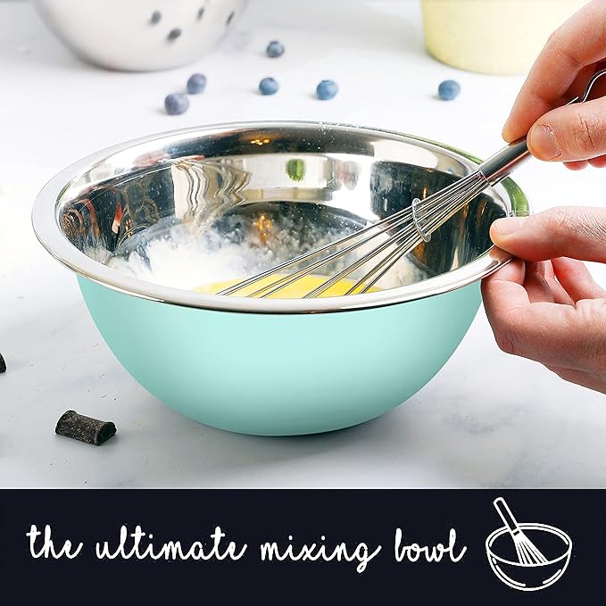 WHYSKO Meal Prep Stainless Steel Mixing Bowls Set, Home, Refrigerator, and Kitchen Food Storage Organizers | Ecofriendly, Reusable, Heavy Duty (Blue)