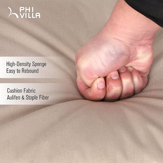 PHI VILLA Outdoor Modern Round Dining Table Set for 4 with Swivel Chairs, Patio Furniture Set of 5, Metal Circle Table with Umbrella Hole & Wrought Iron Chairs with Cushion Backyard