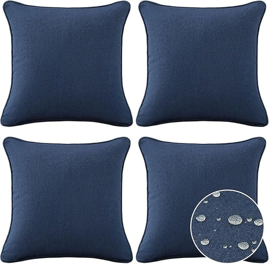 Sunbrella Decorative Outdoor Water Repellent Throw Pillows with Inserts, Set of 4, 18" x18" Pillows for Patio, Backyard, Bed, Couch, and Patio Furniture, Specrtum Indigo