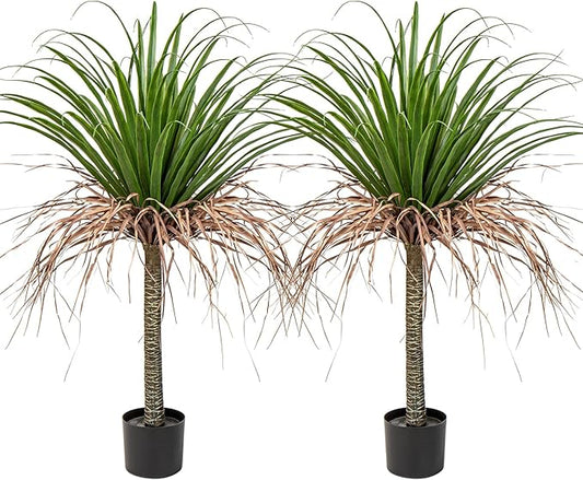 Hollyone 2 Pack Artificial Agave Tree, 3.6Ft Faux Yucca Plant in Pot, Green, Polyester, Indoor/Outdoor Decor, Housewarming Gift