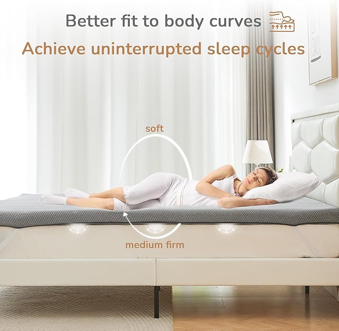 3 Inch Memory Foam Mattress Topper, Twin Mattress Topper, Non-Slip Design with Removable & Washable Cover, Bed Topper for Pressure Relief Back Pain