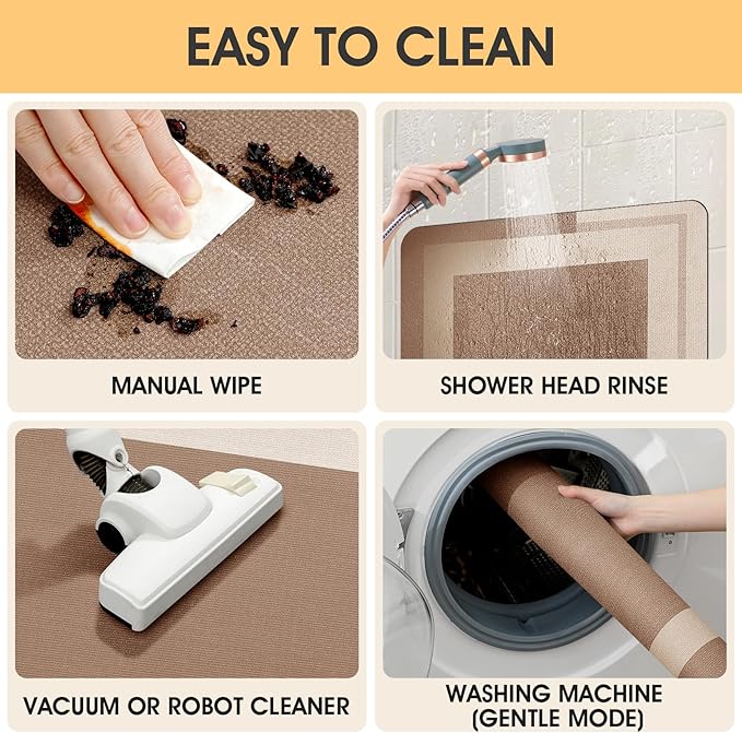 Ultra Thin Bath Mats Fit Under Door, Upgrade Backing Non Slip Bath Mat, Quick Dry Ultra Absorbent Bath Mat, Machine Washable Bathroom Rugs for Bathroom Floor, Bathtub, Kitchen, Taupe, 32"x20"