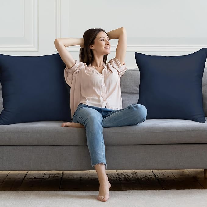 Utopia Bedding Throw Pillows Insert (Pack of 2, Navy) - 26 x 26 Inches Bed and Couch Pillows - Indoor Decorative Pillow