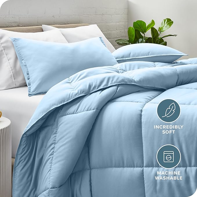Bare Home Comforter Set - Full Size - Ultra-Soft - Goose Down Alternative - Premium 1800 Series - All Season Warmth (Full, Light Blue)