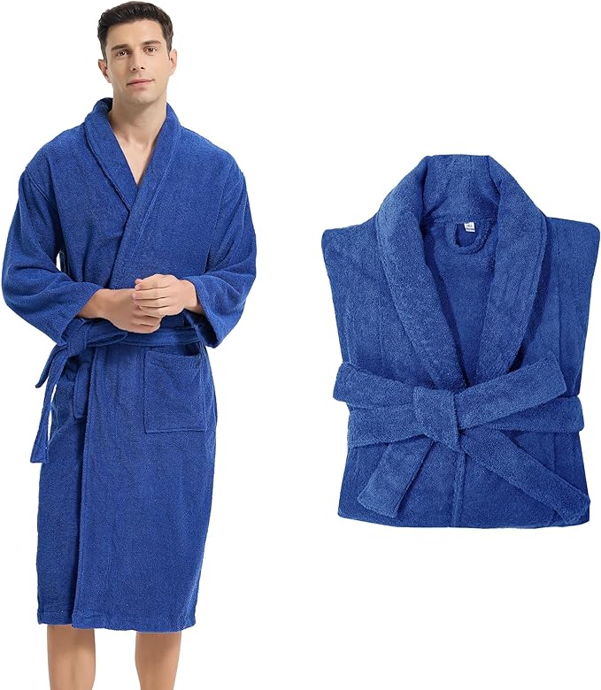 Classic Towels Bathrobe for men,Luxury Hotel Bathrobe,Cotton Terry Cloth Robe,Long Unisex Thick Plush Robe