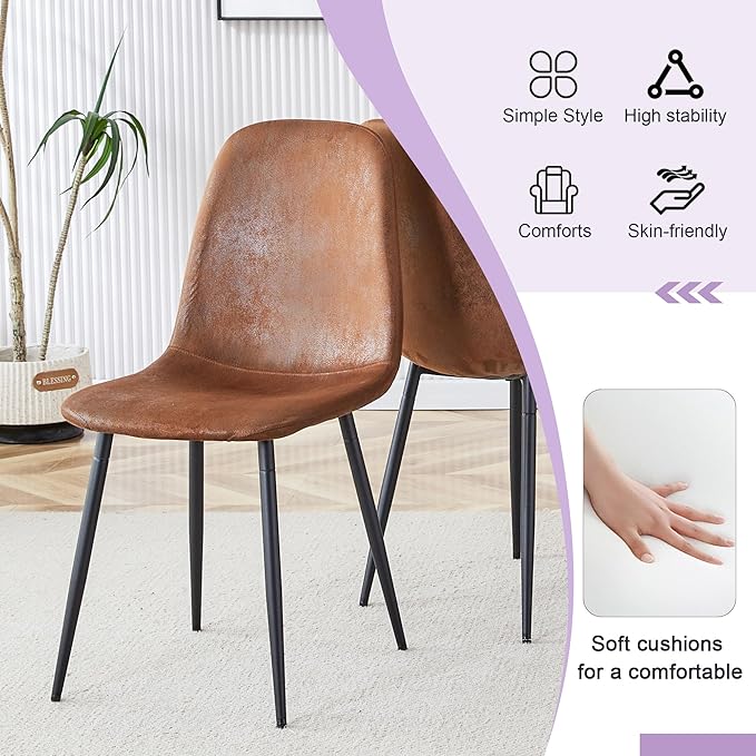 45 Inch Round Dining Table Set for 6, 7 Piece Kitchen Table and Chairs Set, White Faux Marble Table Top, Small Space Dining Set for Apartment or Dining Room