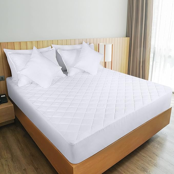 Utopia Bedding Quilted Fitted Mattress Pad, Full XL Size, Elastic Fitted Mattress Topper Protector and Cover Stretches up to 16 Inches Deep, Machine Washable (White)