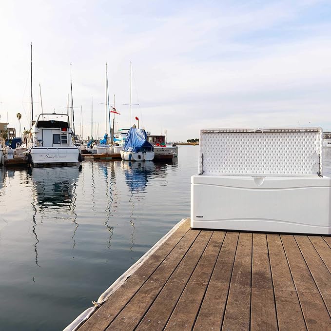 Lifetime 60348 Marine Dock, 130 Gallon Deck Box, Arctic White