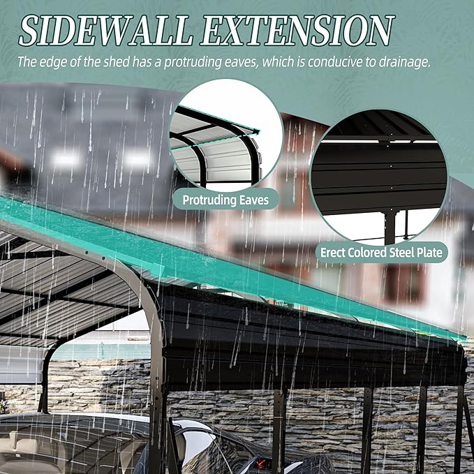 KEIKI 12x20 FT Heavy-Duty Metal Carport - Galvanized Steel Car Cover with Roof & Frame Kit, Outdoor Garage Shelter for Cars, Trucks, Boats, RV & Vehicle Protection