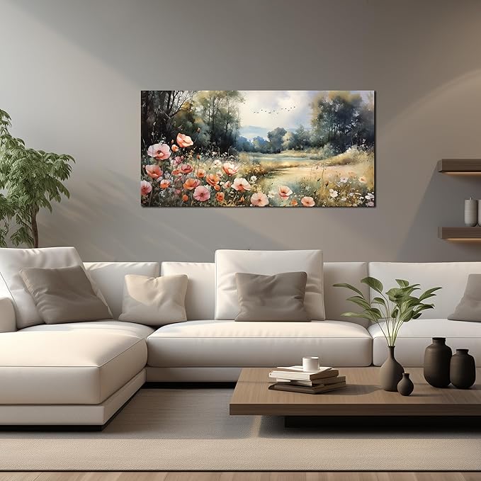 Large Artwork Canvas Wall Art for Living Room Bedroom Decor Wall Painting Modern Country Road Main Picture Image Decorative Painting with Frame Can be Directly Hung Decor Size 20x40