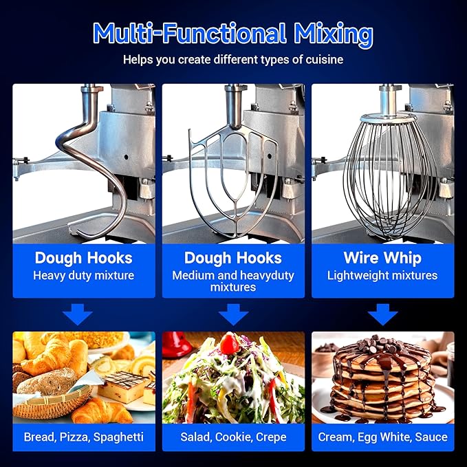 15Qt Commercial Food Mixer with Timing Function, 600W Commercial mixer 3-Speed Adjustable Heavy Duty, Electric Stand Food Mixer with Stainless Steel Bowl for Bakery Pizzeria. (Standard)