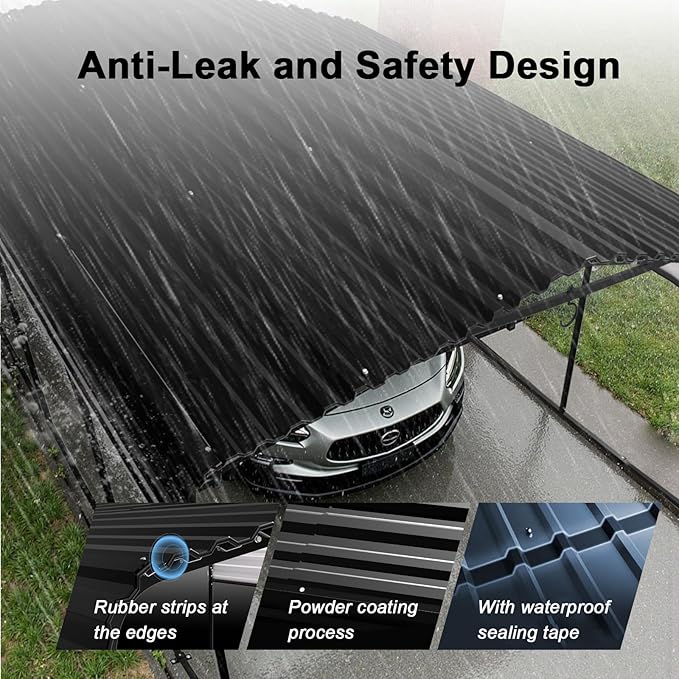 10x15FT Heavy Duty Metal Carport - Reinforced Galvanized Carport Canopy for All-Weather Shelter, Enhanced Wind Resistance for Boats, Cars, Trucks and Tractors