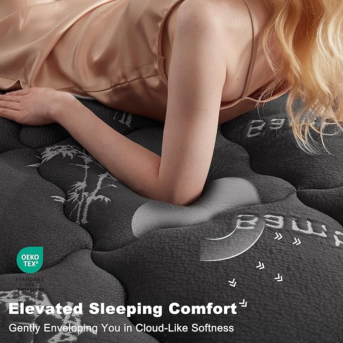 BEDLORE Twin Mattress Topper Viscose Derived from Bamboo, Thick Pillow Top Mattress Pad with Stretchable Pockets for 6"-15" Mattress, Soft Breathable Mattress Topper for Back Pain Relief(Dark Gray)