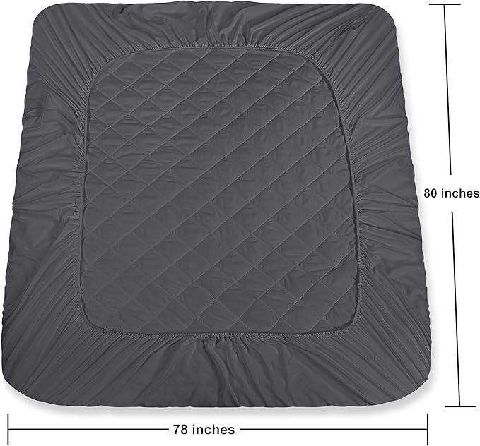 Utopia Bedding Quilted Fitted Mattress Pad, King Size, Elastic Fitted Mattress Topper Protector and Cover Stretches up to 16 Inches Deep, Machine Washable (Grey)