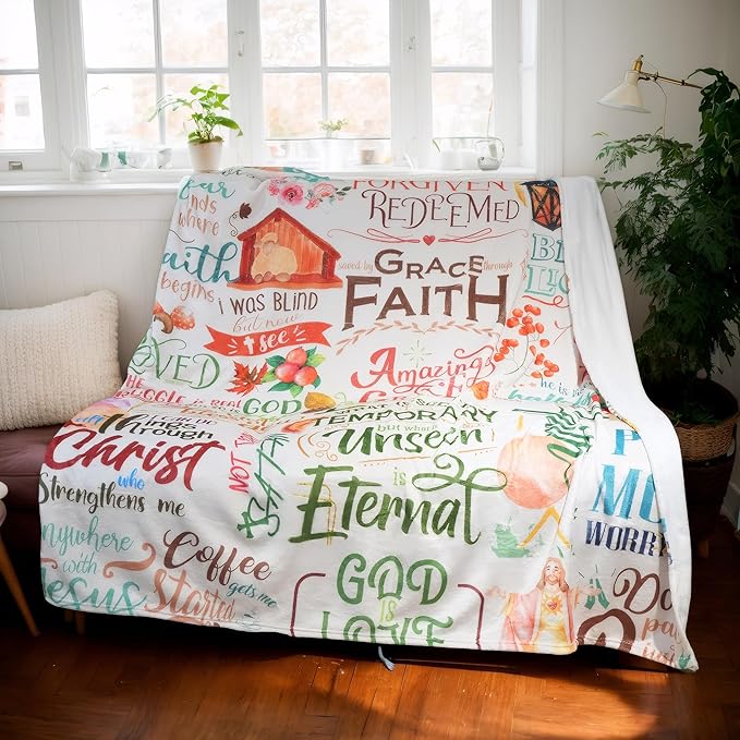 Christian Stuff Gifts for Women Faith-Religious Fluffy Soft Fuzzy Blanket for Bed-Bible Spiritual Verse Blanket for Women 50×60 inches