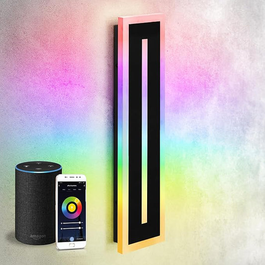 ASD LED 24" Long Wall Mount Light Fixture, Outdoor & Indoor Linear Sconce | RGBW, Smart, Waterproof, Anti-Rust, ETL Listed | 24W 1100LM 2700-6500K 100-277V | Exterior Porch Lighting | Black