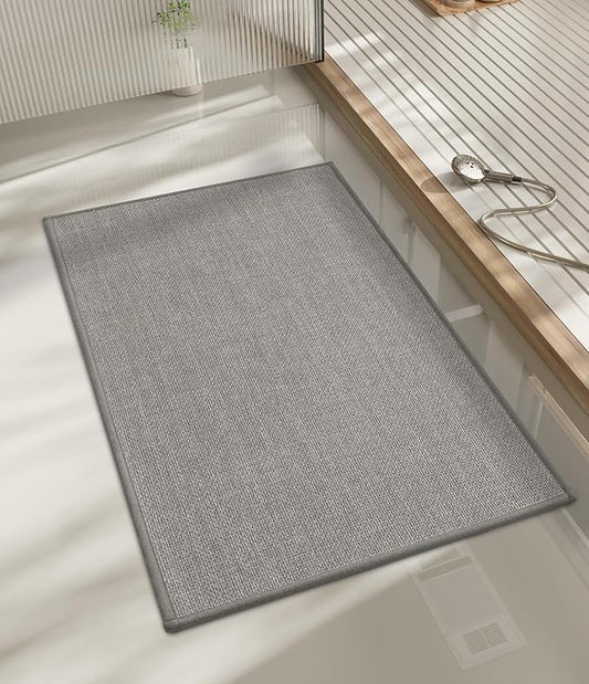 chakme Bathroom Rugs Mat 32x17, Ultra Thin Non Slip Bath Mat Quick Dry Absorbent Bath Mat for Bathroom Floor, (Dark Grey, 32"x17")