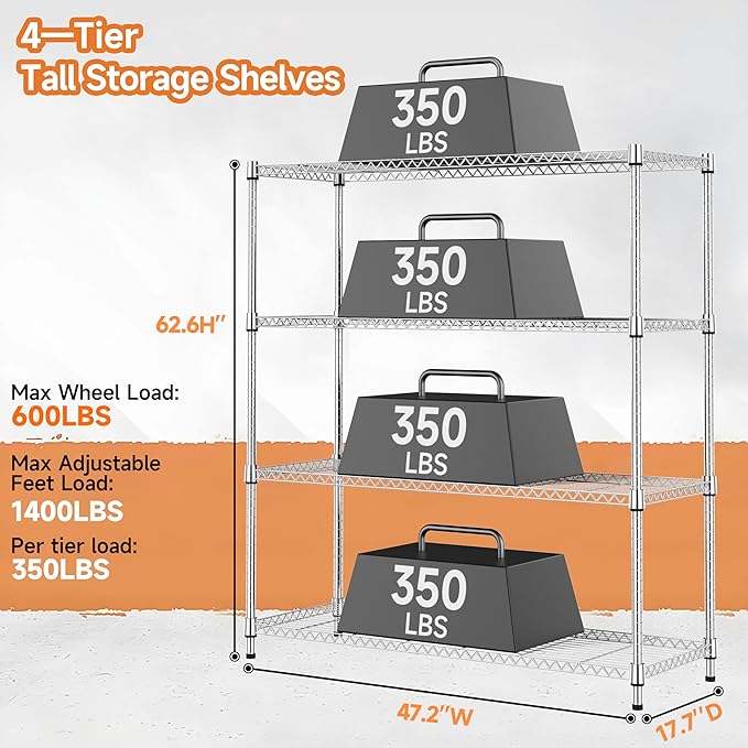 4 Tiers Shelf Metal Storage Shelves