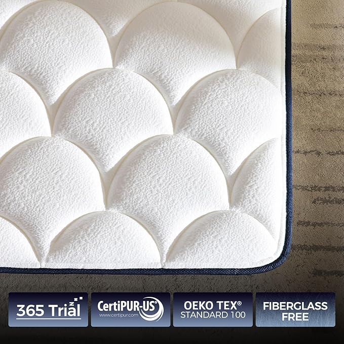 Queen Mattress, 14 Inch Queen Size Hybrid Mattress in a Box, Medium Firm Memory Foam mattress, with Individual Pocket Springs, Upgrade Zoned Support, Motion Isolation&Pressure Relief, CertiPUR-US