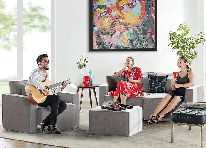 ELUCHANG Oversized Loveseat Sofa,Modern Boucle Sectional Sleeper Sofa with Strong Wood Frame,High Supportive & Soft Sponges Comfy Upholstered Couch Deep Seat Couch for Living Room Apartment,Light Grey