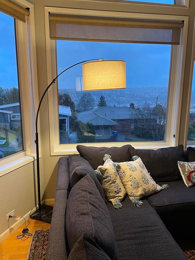 Brightech Logan Arc Floor Lamp, Bright Standing Lamp for Living Rooms, Offices & Bedrooms, Modern Living Room Décor, Tall Hanging Floor Lamp for Reading and More – Black