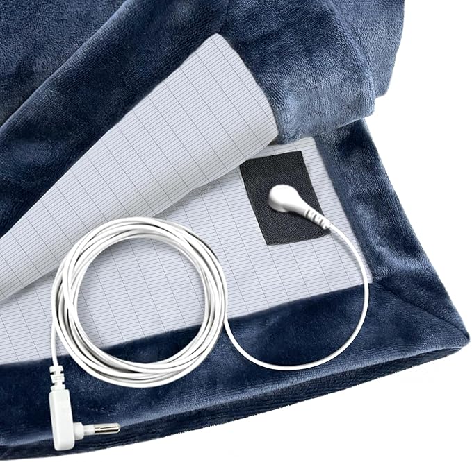 STARLENGET Grounding Blanket for for Bed Sleeping Therapy, Pain Relief,Imrpoving Sleep. Grounded Throw Kit, Conductive Silver Fiber Blanket. Grounding Cord Included 80 x 55 Inch Throw