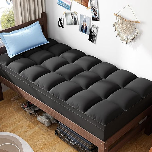 ABENE Mattress Topper Twin XL for Back Pain Relief, Extra Thick Mattress Pad Pillowtop, Soft Mattress Protector Cover with 8"-21" Deep Pocket, Overfilled Down Alternative Filling (Black, Twin XL)